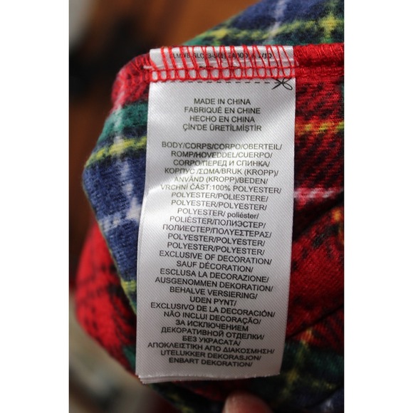 Lauren Ralph Lauren L Red Plaid Fleece Long Sleeve Button Front Pajama Top - Picture 6 of 6